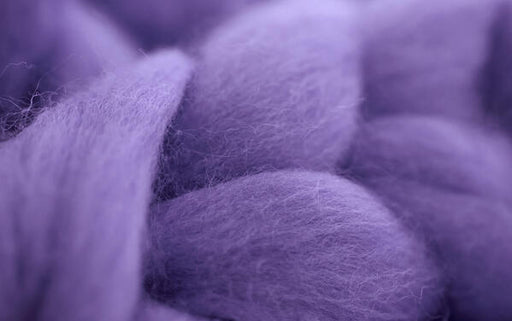 fluffy violet merino wool close up